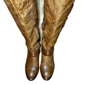 Sam Edelman Presley Riding Textured Wrinkled Leather Western Boot Size 8‎